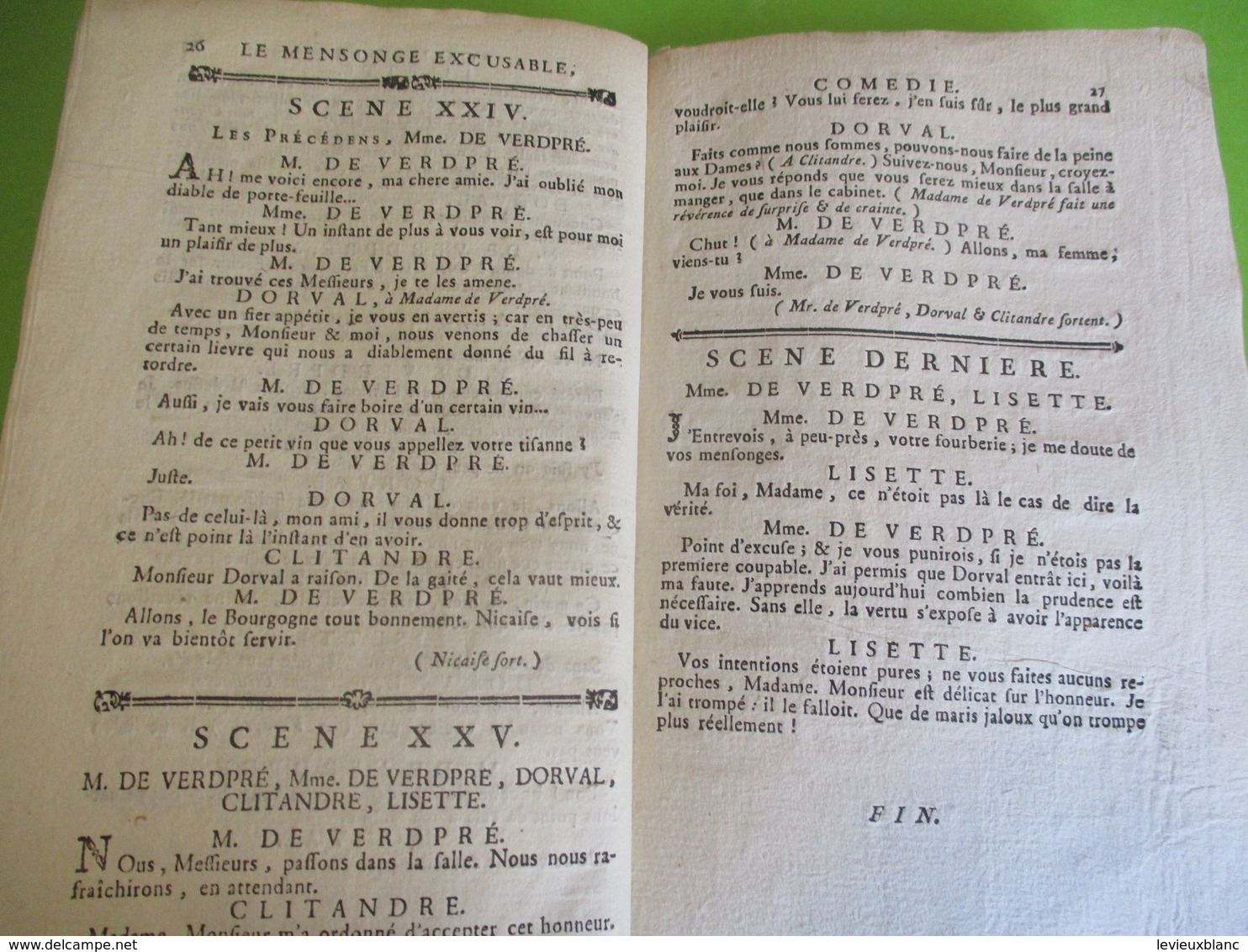 Fascicule Théâtre/"Le Mensonge Excusable"/Comédie en un acte et en prose/C.J. GUILLEMAIN/ Cailleau/1783        FAT15