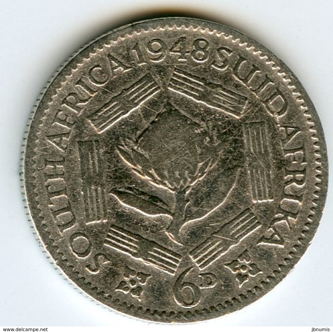 Afrique Du Sud South Africa 6 Pence 1948 Argent KM 36.1 - Afrique Du Sud