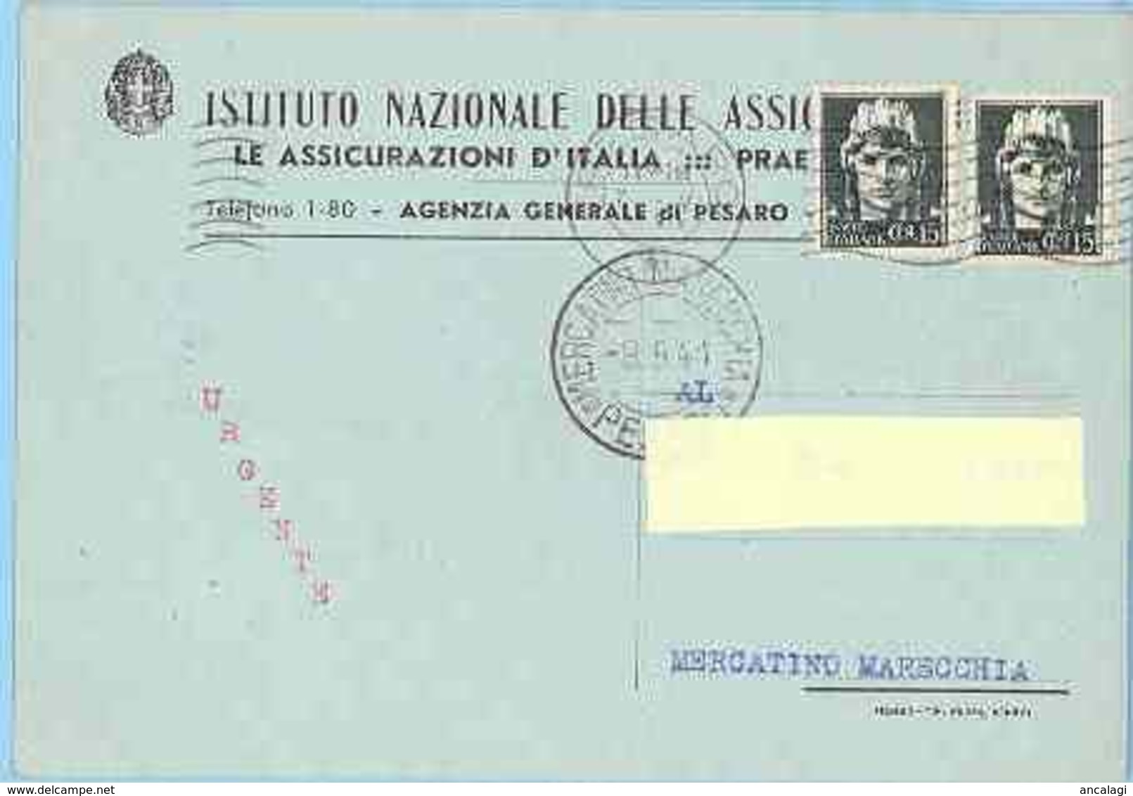REGNO 383 - Cartolina Privata, Viagg. Nel 1941 Da Pesaro A Mercatino Marecchia - Marcophilia