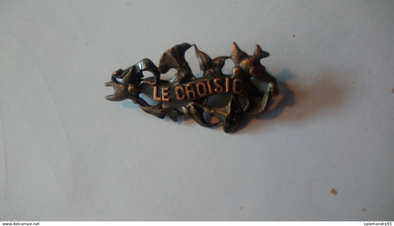 Broche Ancienne Le Croisic Vendée Oiseaux Liseron Fleur - Broches