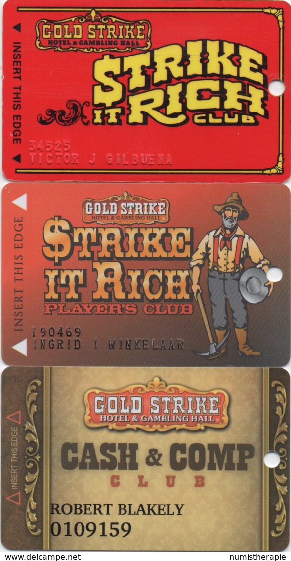 Lot De 3 Cartes : Gold Strike Casino : Jean NV - Casinokarten