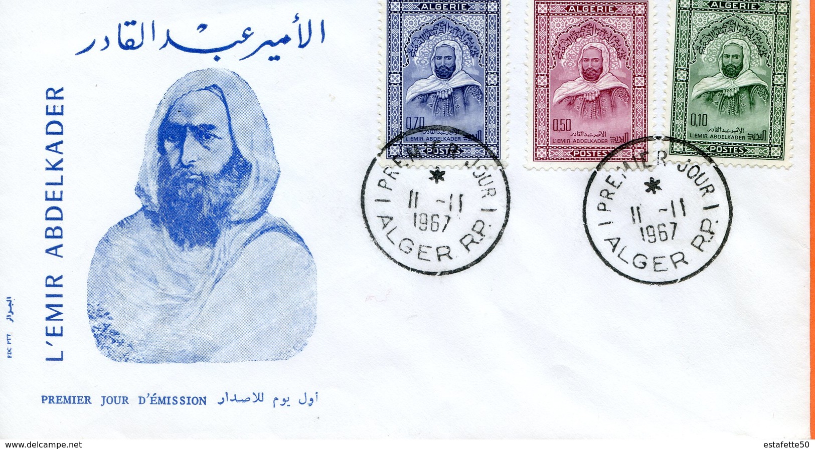 Algérie,Algéria ; FDC 1er Jour; 1967 " L'Emir Abdelkader  " - Algérie (1962-...)