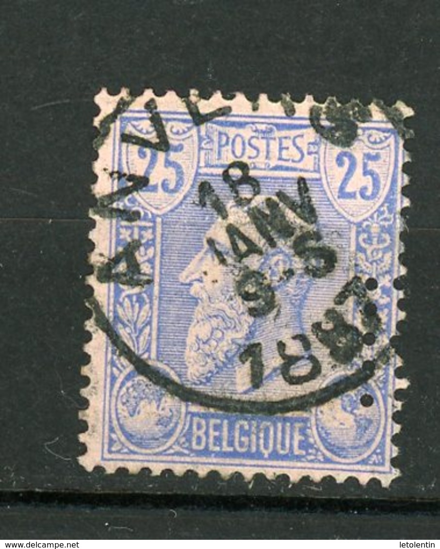 BELGIQUE  LEOPOLD II N° Yvert 48 Obli & PERFORÉ  "I?" - 1863-09