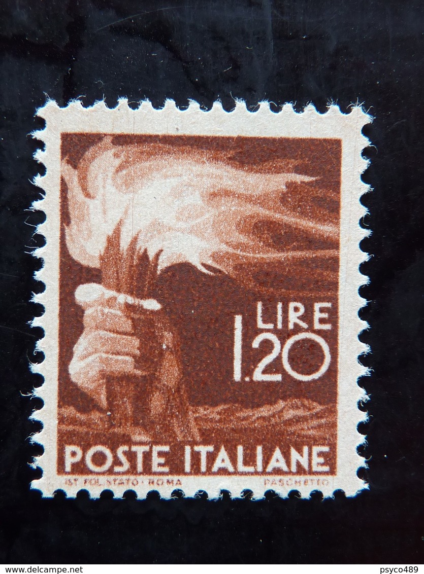 ITALIA Repubblica -1945- "Democratica" £. 1,20 Filigrana Lettere 12/10 Varieta' MNH** (descrizione) - 1946-60: Neufs