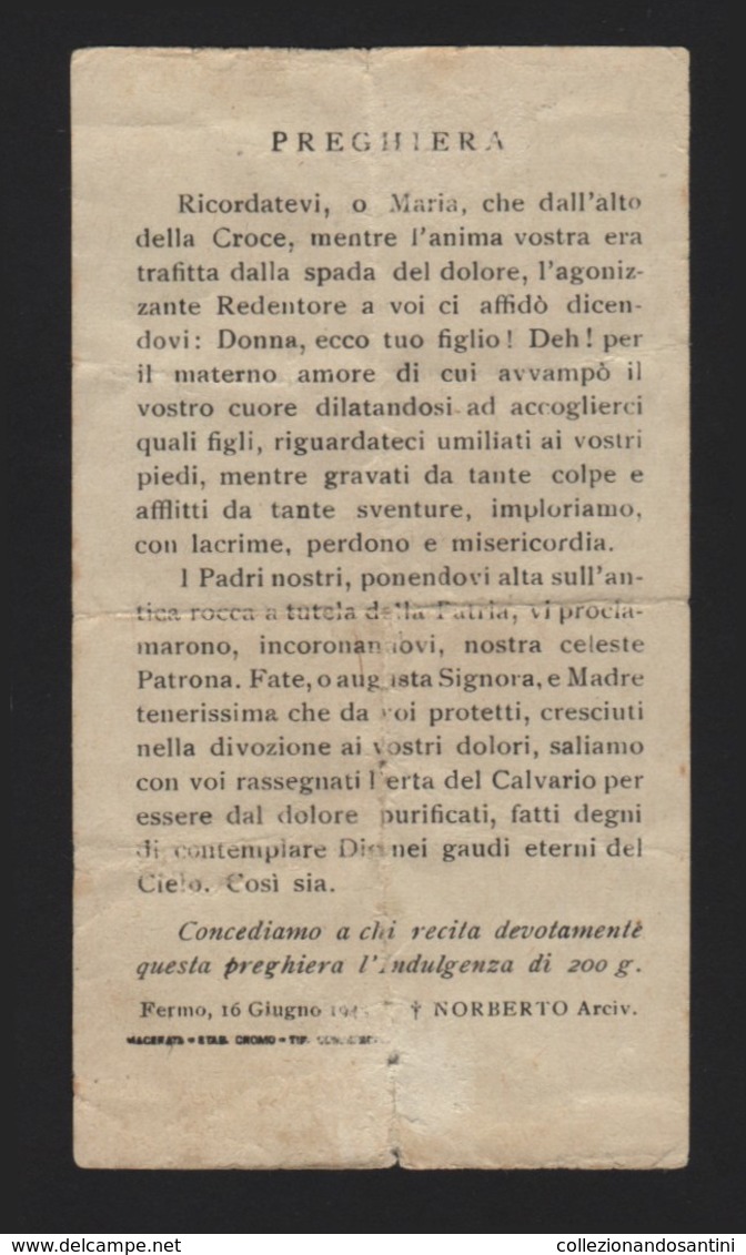 626 Santino Antico Madonna Addolorata Da Mogliano - Macerata - Religion & Esotericism