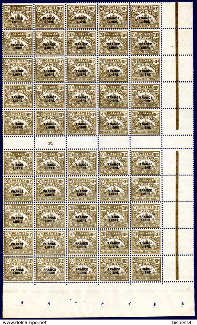 Col17  Colonie Madagascar Taxe N° 20 à 30 Panneaux De 25 + Millesime Neuf XX MNH  Cote : 1800,00€ - Portomarken