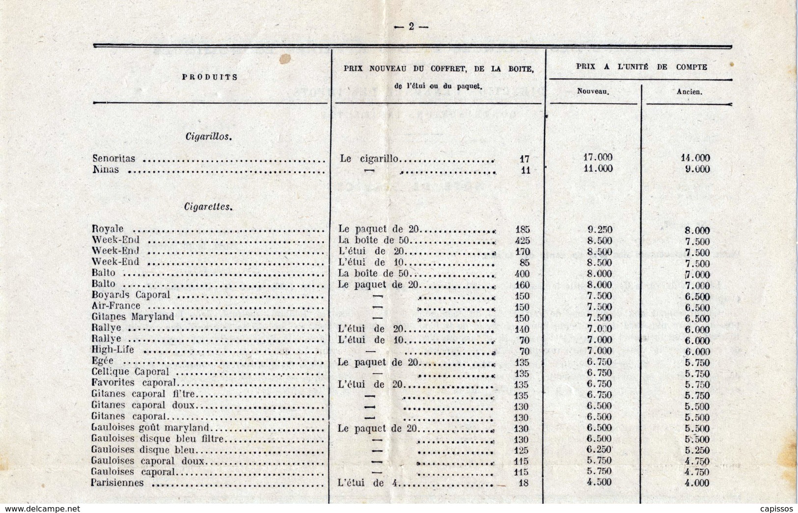 Relèvement Des Prix De Vente Des Tabacs 1959 4 Pages (24x32) TB état - Dokumente