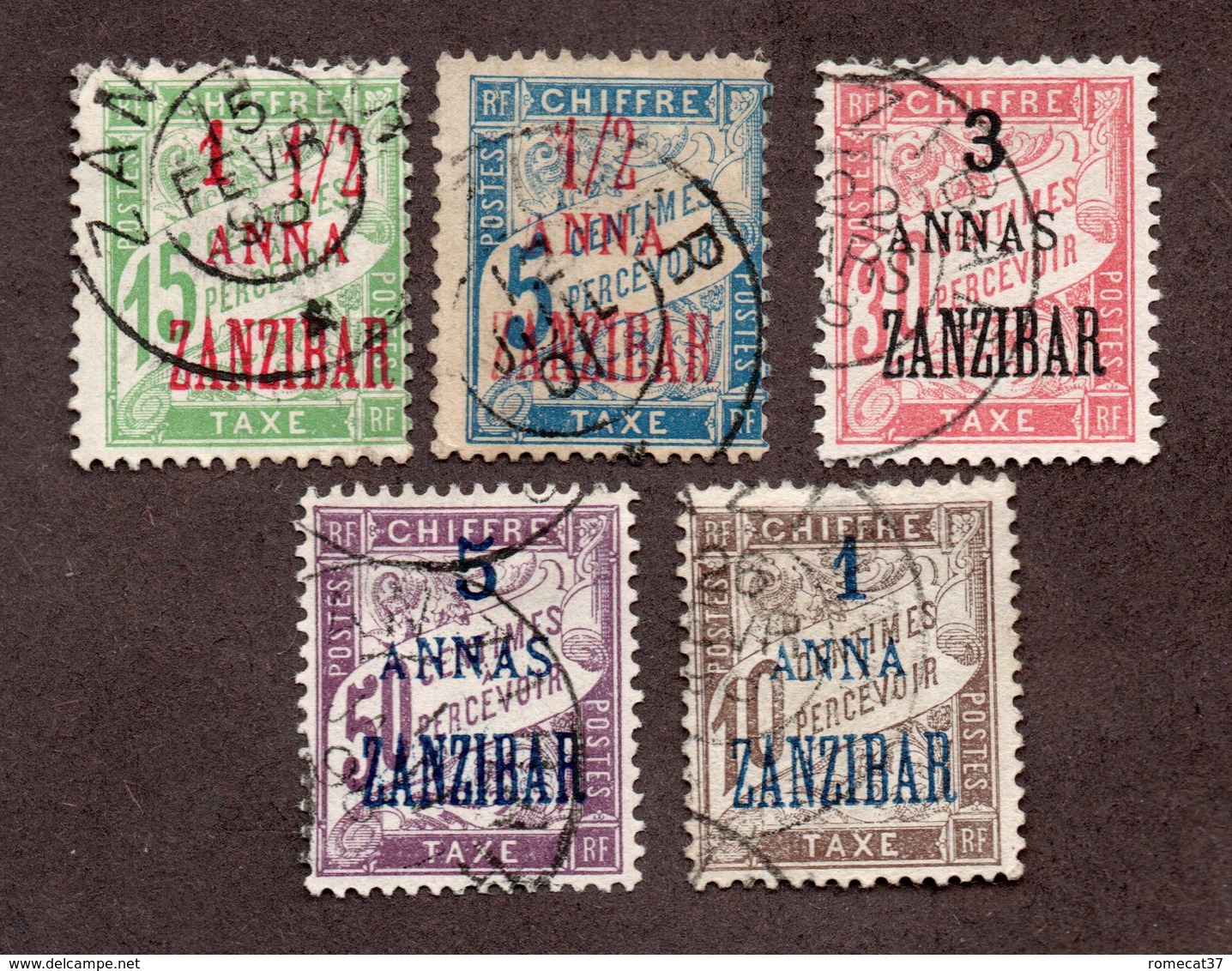 Zanzibar Taxes N°1/5 Oblitérés TB Cote 110 Euros !!! - Usados