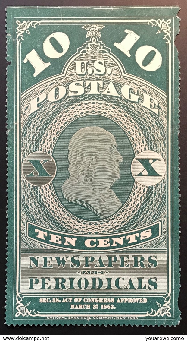 1865 Newspaper And Periodical Stamps Scott PR6 Unused 1875 Reprint (US USA  Timbres Pour Journaux - Zeitungsmarken & Streifbänder