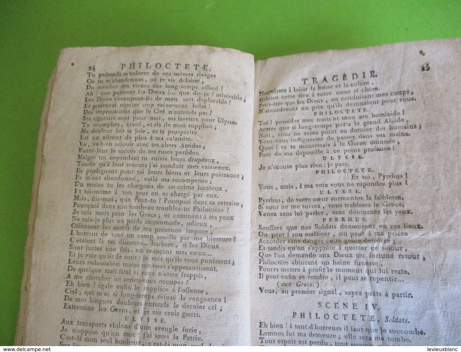 Fascicule Théâtre/"PHILOCTETE"/Tragédie en 3 actes et en vers/ SOPHOCLE/Citoyen La Harpe /An 7    FAT17