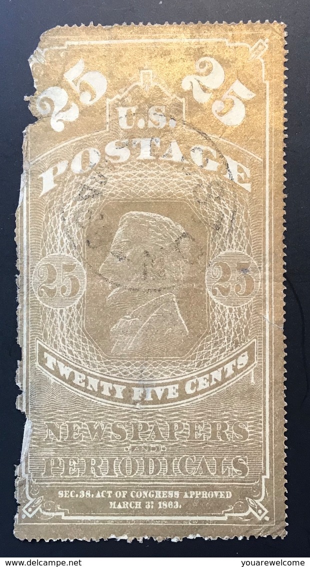 1865 Newspaper And Periodical Stamps 19th C. FORGERY GOLD COLOUR Scott PR 3(US USA FAUX FALSCH Or Timbres Pour Journaux - Dagbladzegels
