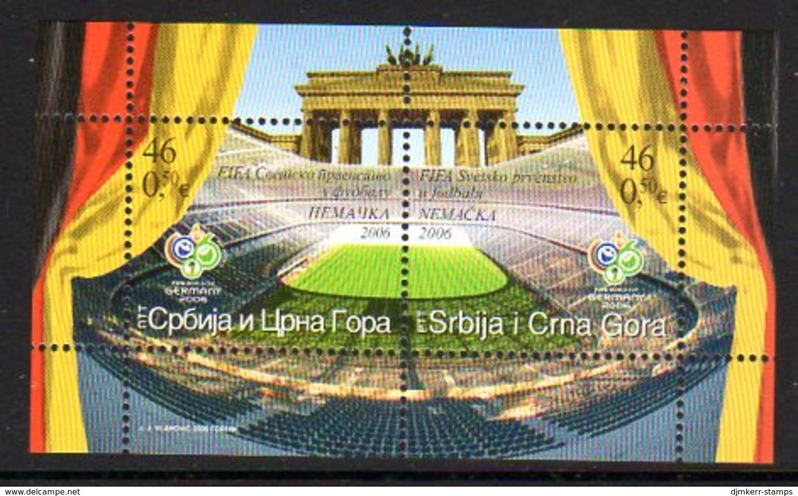 YUGOSLAVIA (Serbia & Montenegro) 2006 Football World Cup Block, MNH / **.  Michel Block 64 - Blocks & Sheetlets