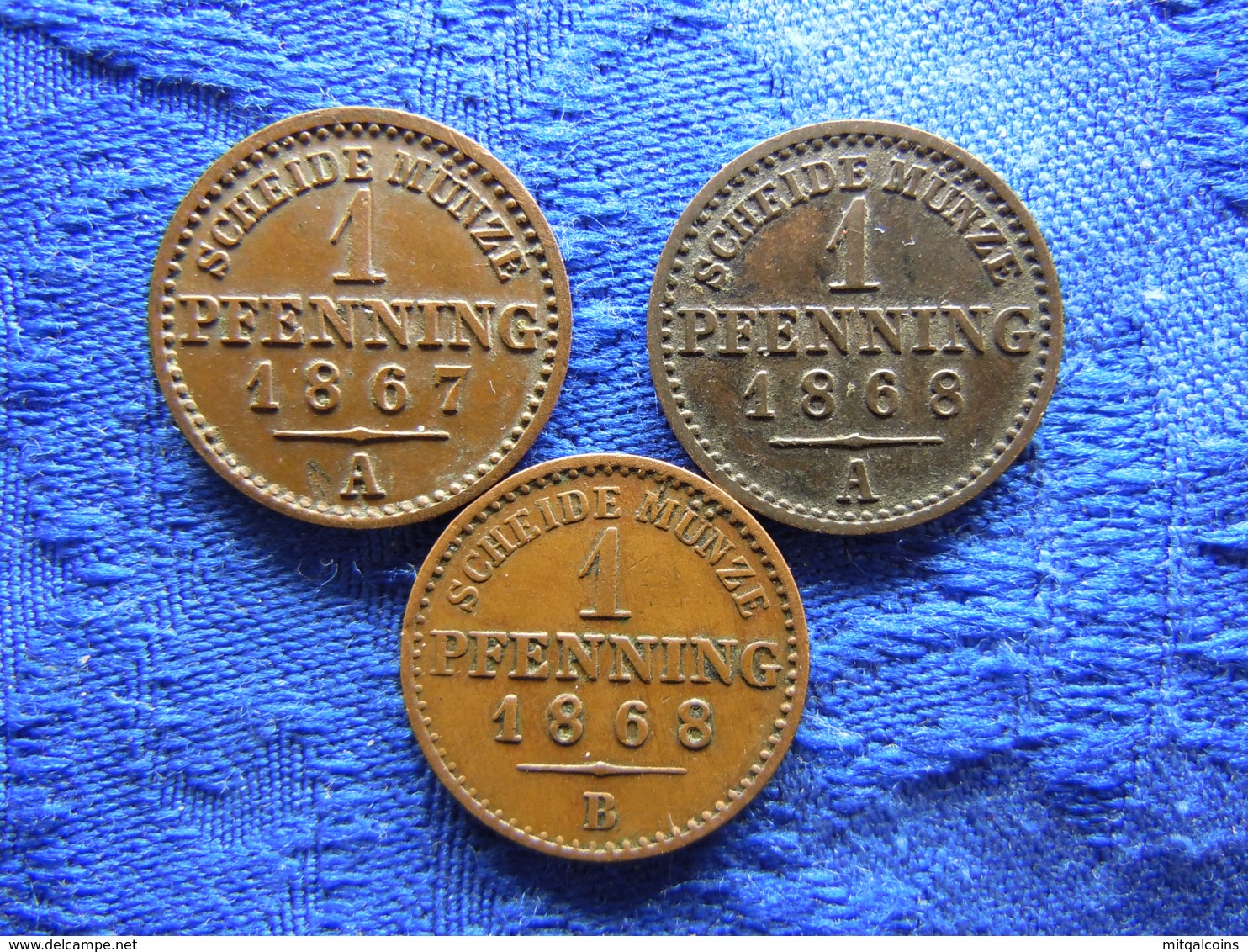 GERMANY PREUSSEN 1 PFENNING 1867A, 1868 A,B, KM480 - Small Coins & Other Subdivisions