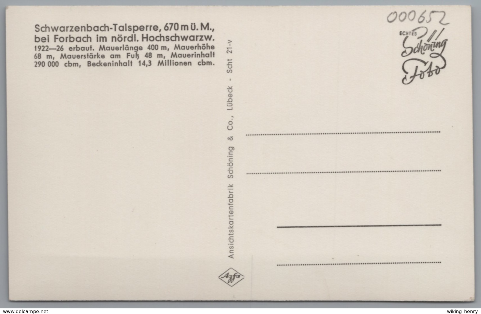 Forbach - S/w Gasthof Zur Schwarzenbach Talsperre - Forbach