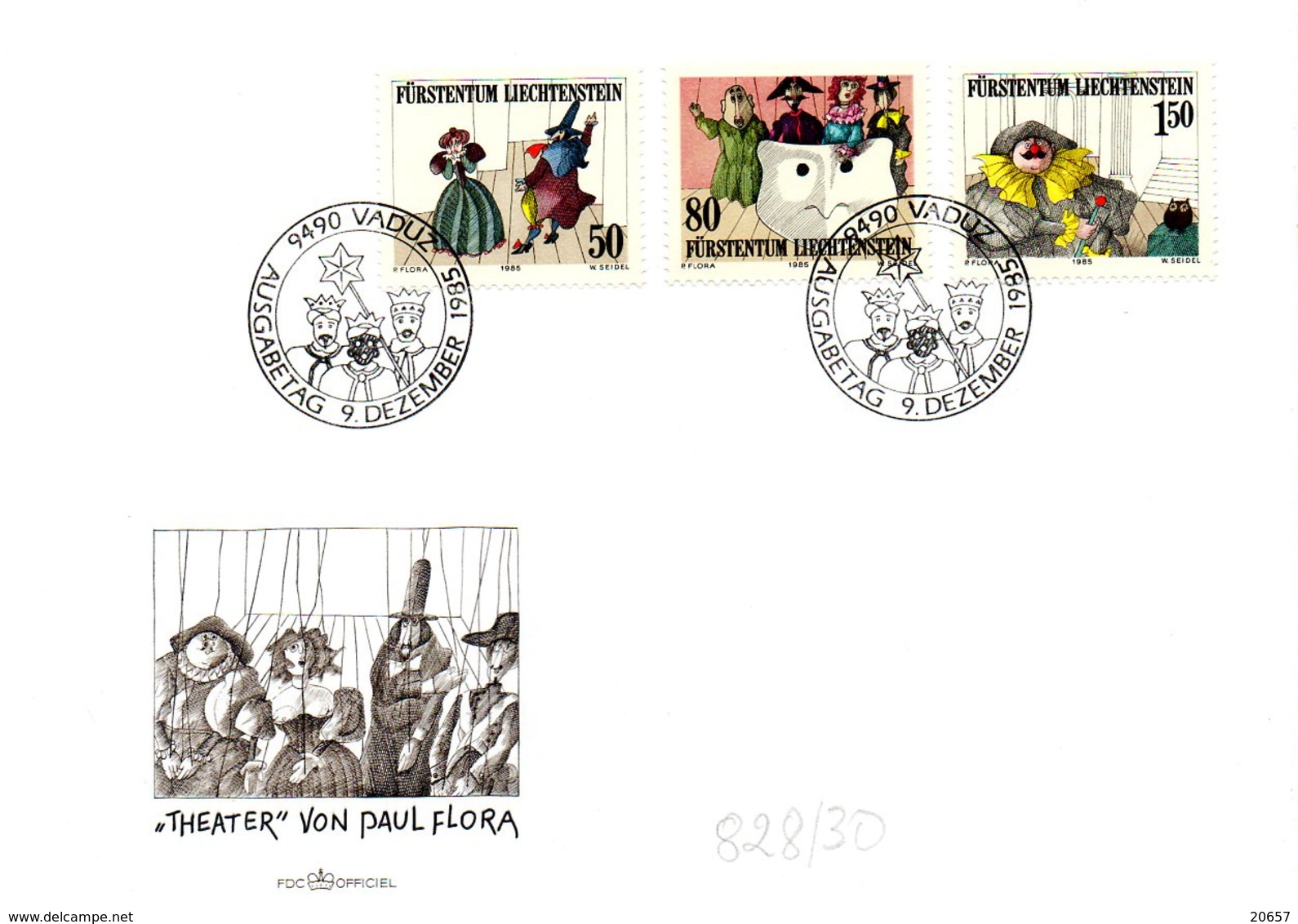 Liechtenstein 0828/30 Fdc Théâtre, Rois Mages, Marionettes, Hibou, Masque - Théâtre