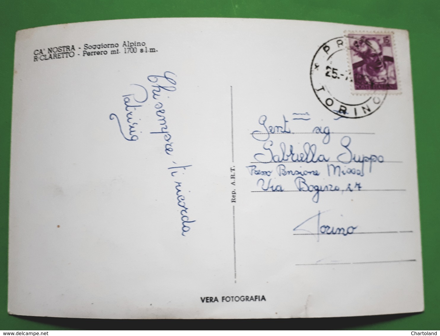 Cartolina - Ca' Nostra - Soggiorno Alpino - Riclaretto - Perrero - 1964 - Altri & Non Classificati