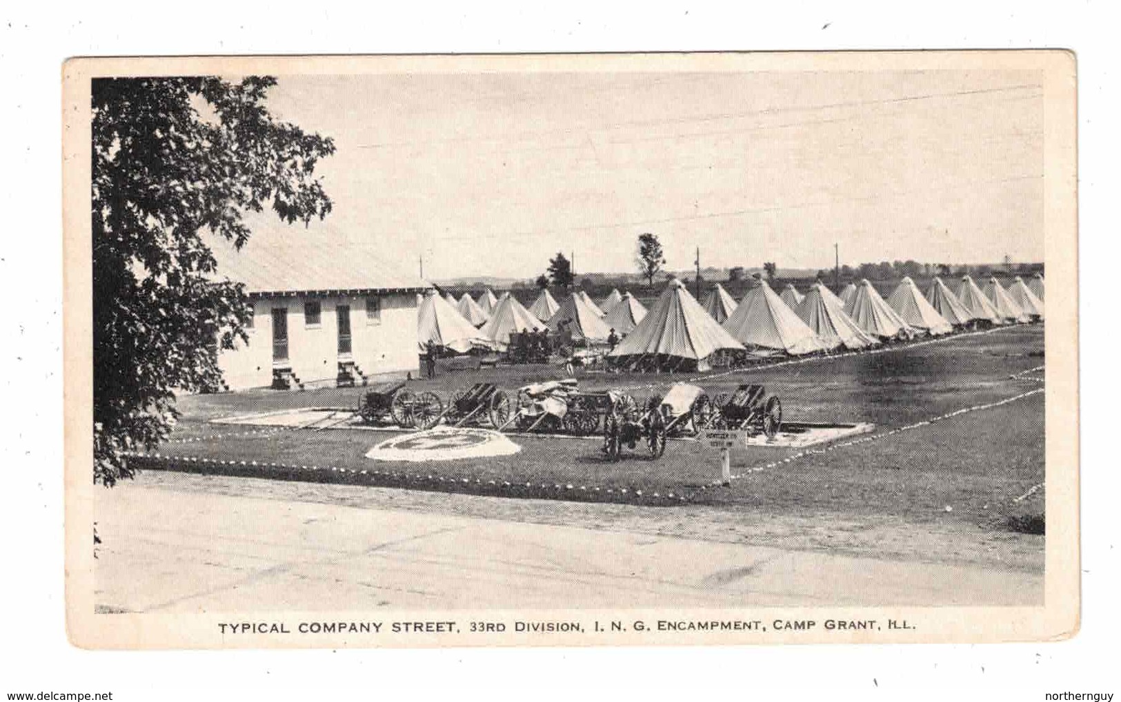 ROCKFORD, Illinois, USA, 33rd Division, Illinois National Guard, Camp Grant, Typical Company Street, Old Postcard - Rockford