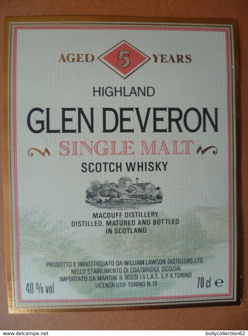 Ancienne étiquette  SCOTCH WHISKY  GLEN DEVERON - Whisky