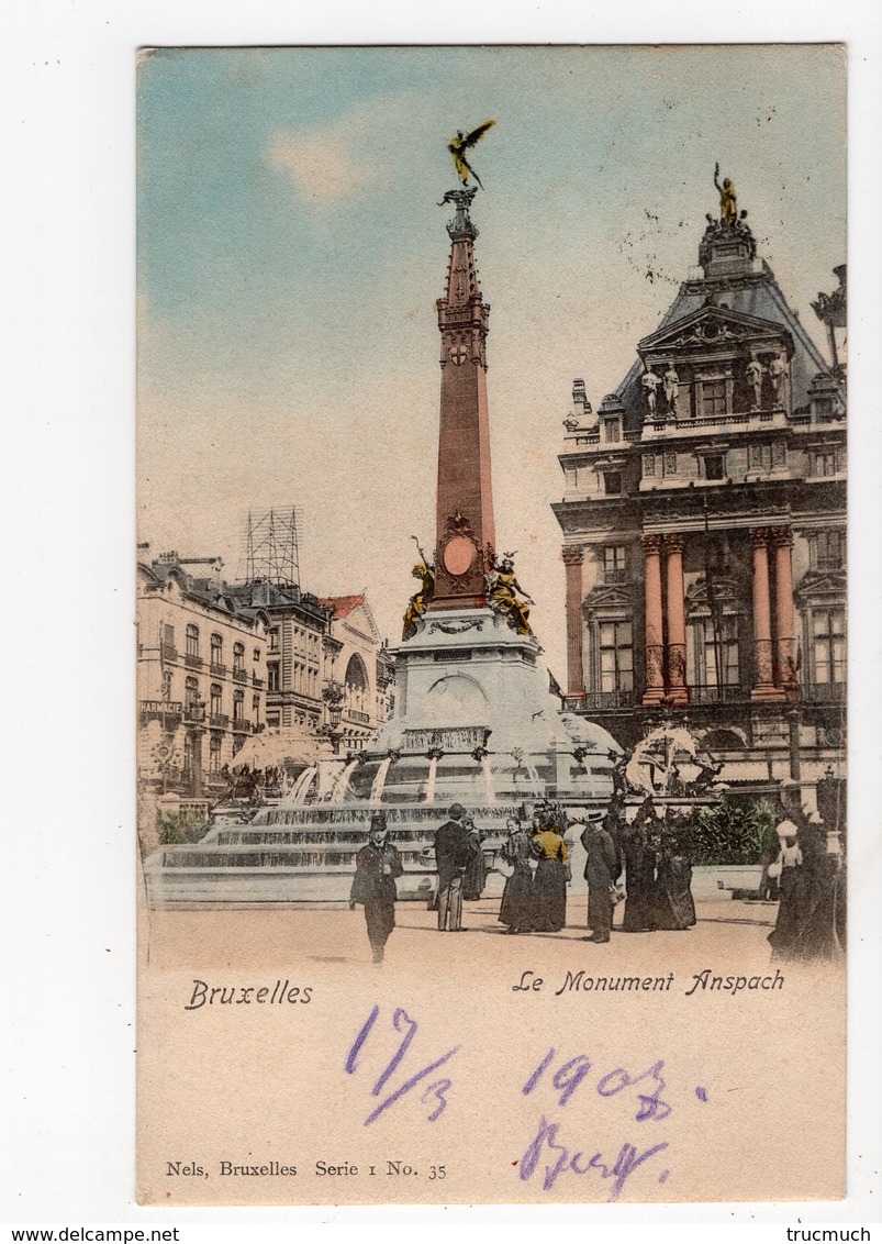 NELS - Série 1 N° 35 Colorisée - BRUXELLES - Le Monument Anspach - Lots, Séries, Collections