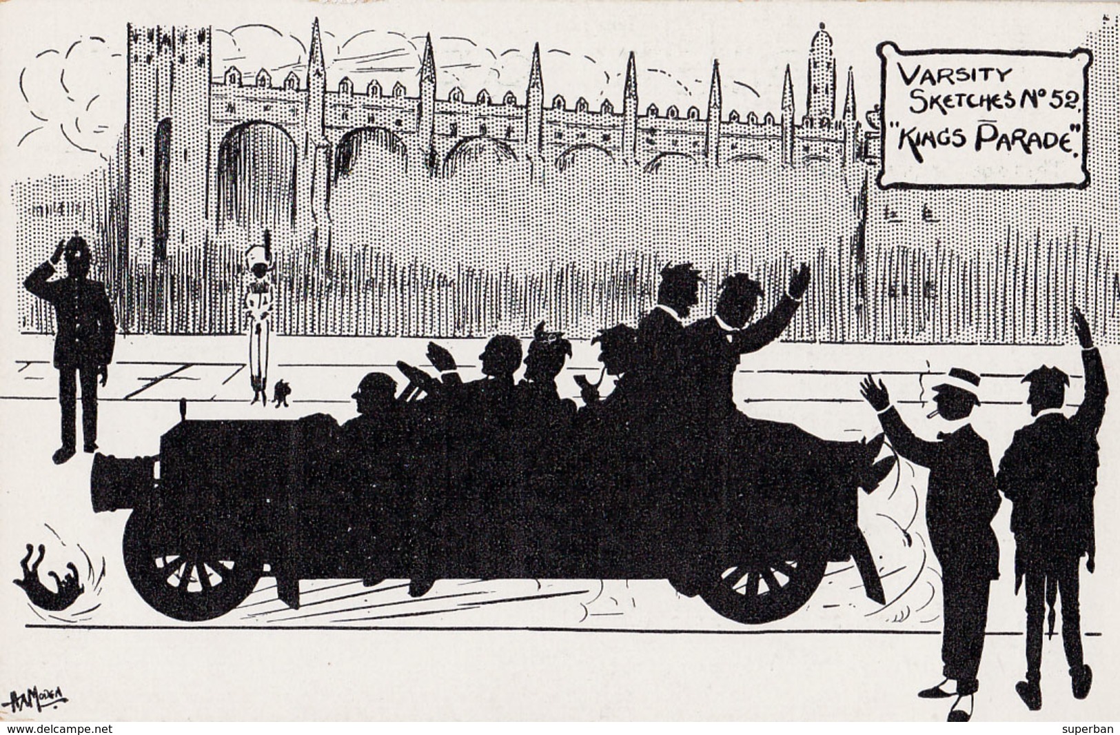 VARSITY SKETCHES / CROQUIS D' UNIVERSITÉ : KINGS PARADE By HARRY A. MODEN / AUTOMOBILE ~ 1912 - '915 (ae358) - Busi, Adolfo