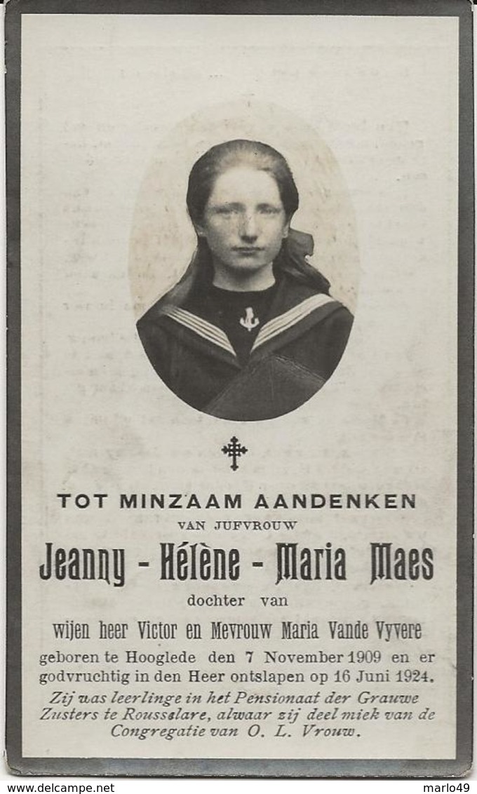 DP. JEANNY MAES ° HOOGLEDE 1909- + 1924 - Religion & Esotérisme