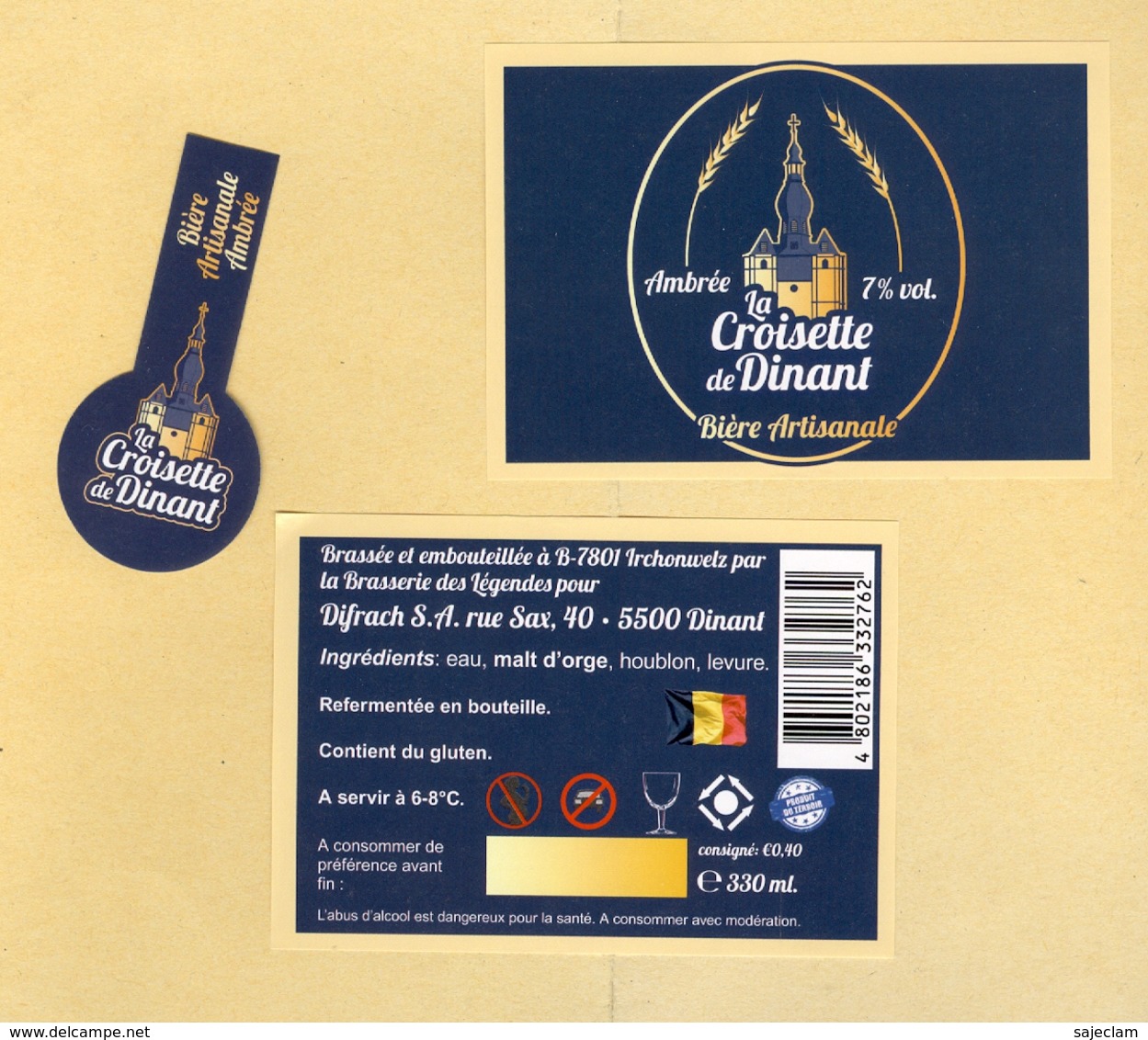 1 étiquette+CE Bière La Croisette De Dinant - Bier