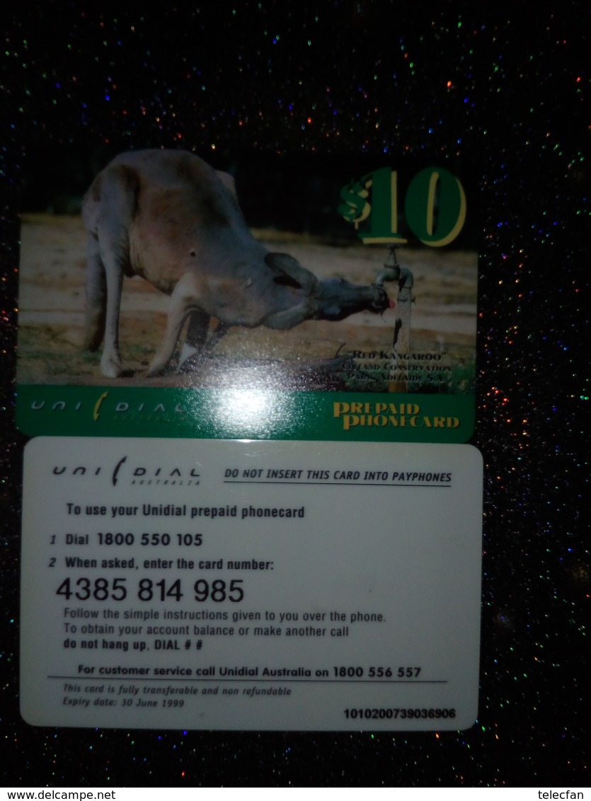 AUSTRALIE AUSTRALIA PREPAID UNIDIAL KANGOUROU RED KANGAROO 10$ UT VALID 30.06.1999 - Fish