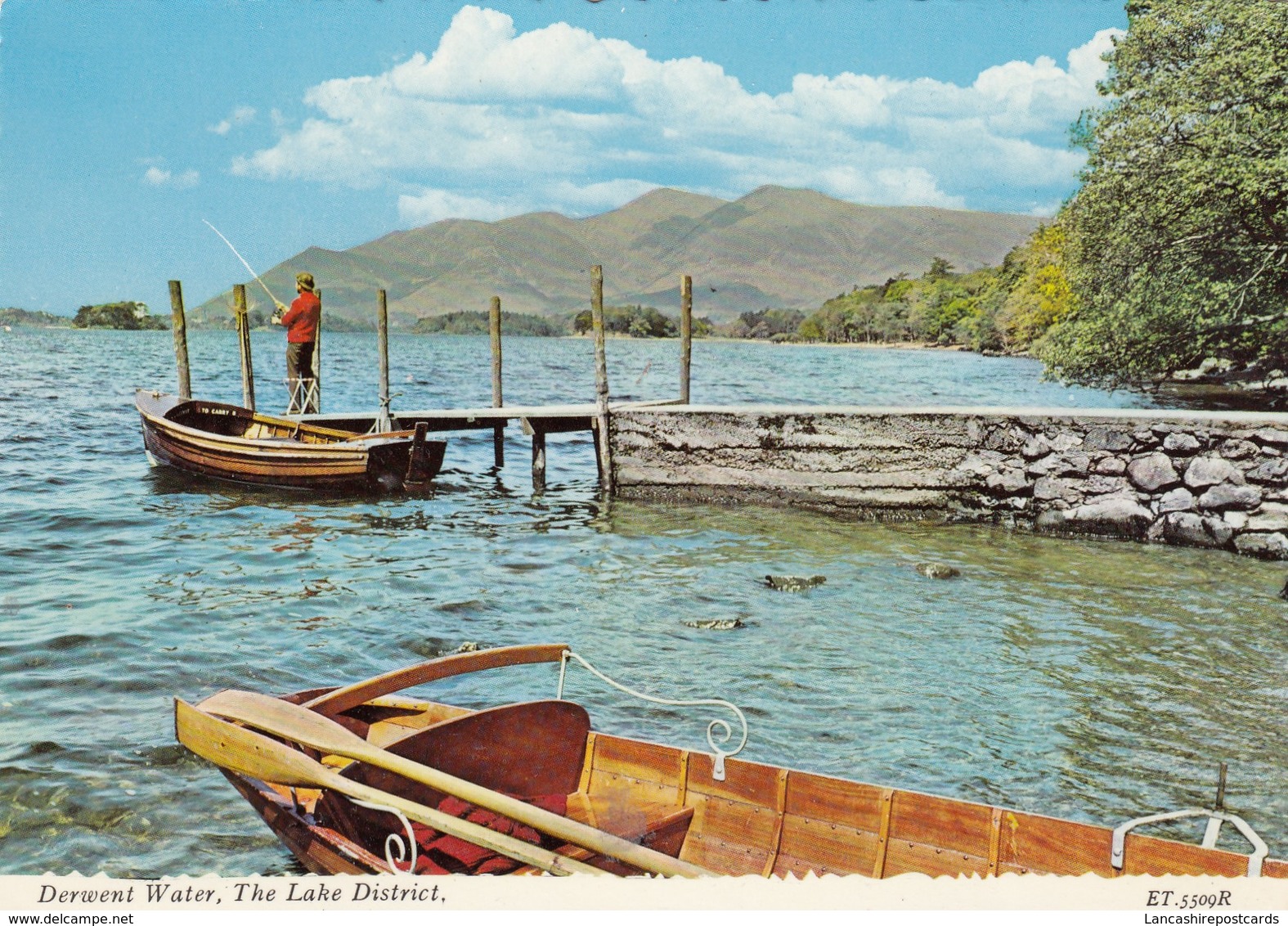 Postcard Derwent Water The Lake District [ Man Fishing From Jetty ] My Ref  B24253 - Other & Unclassified