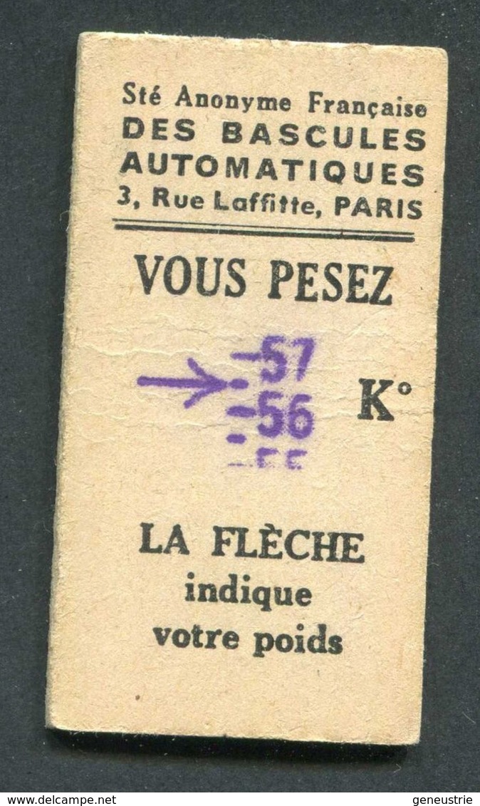 Ticket De Balance De Quai Du Métro Parisien 1947 - RATP - Chemins De Fer Métropolitain - Autres & Non Classés