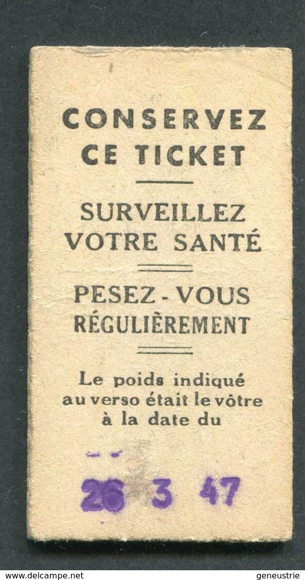 Ticket De Balance De Quai Du Métro Parisien 1947 - RATP - Chemins De Fer Métropolitain - Autres & Non Classés