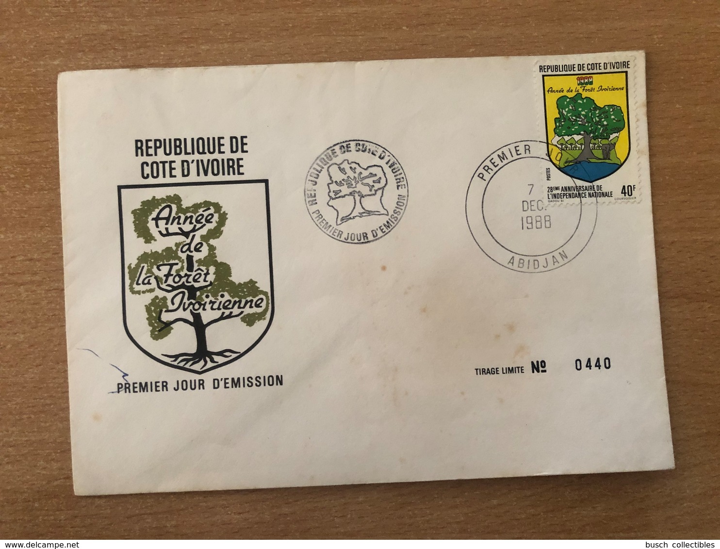 Côte D'Ivoire Ivory Coast Elfenbeinküste 1988 Mi. 983 FDC Année De Forêt Ivoirienne Indépendance Nationale Tree Baum - Ivoorkust (1960-...)
