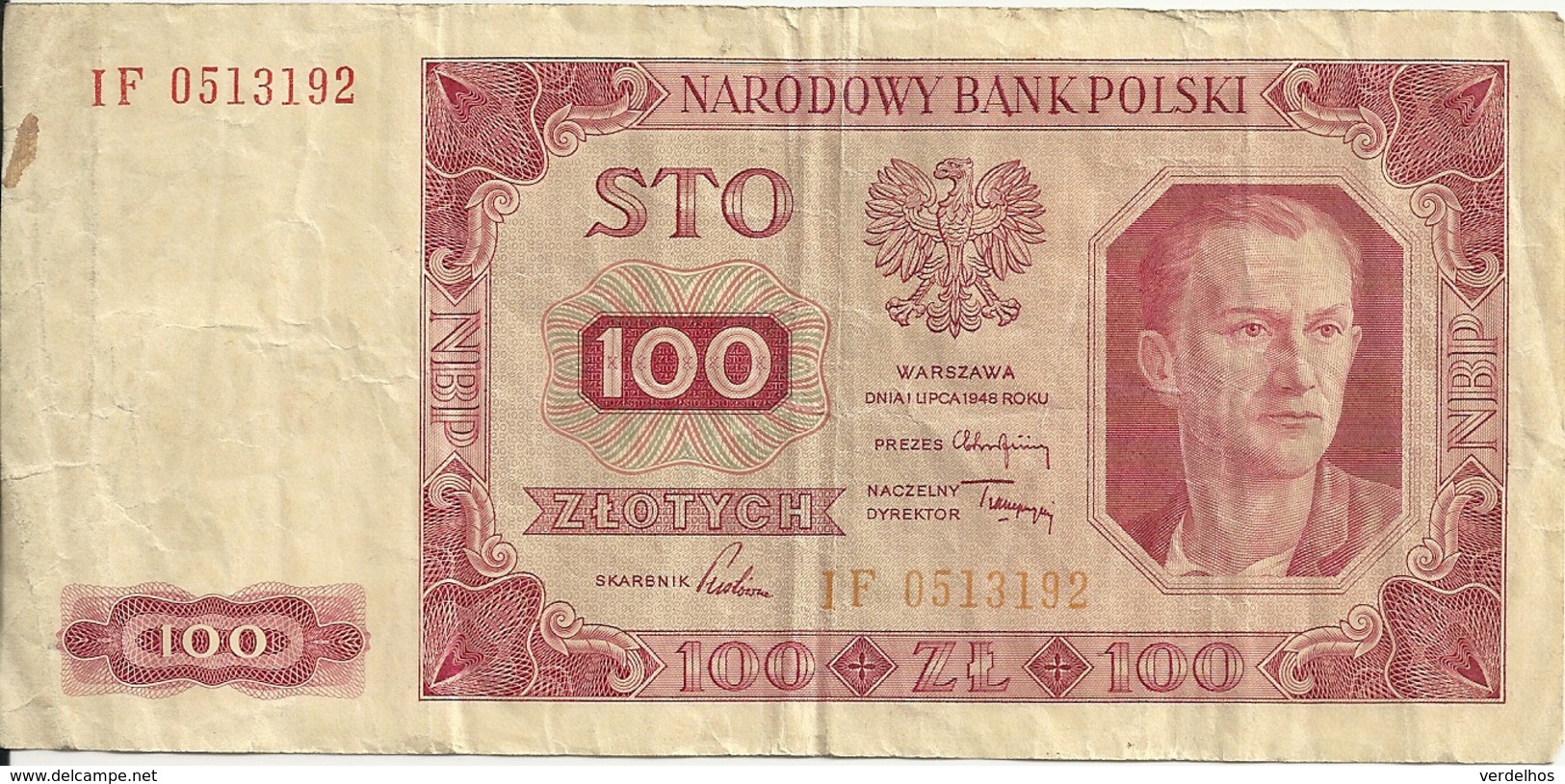 POLOGNE 100 ZLOTYCH 1948 VF P 139 - Pologne