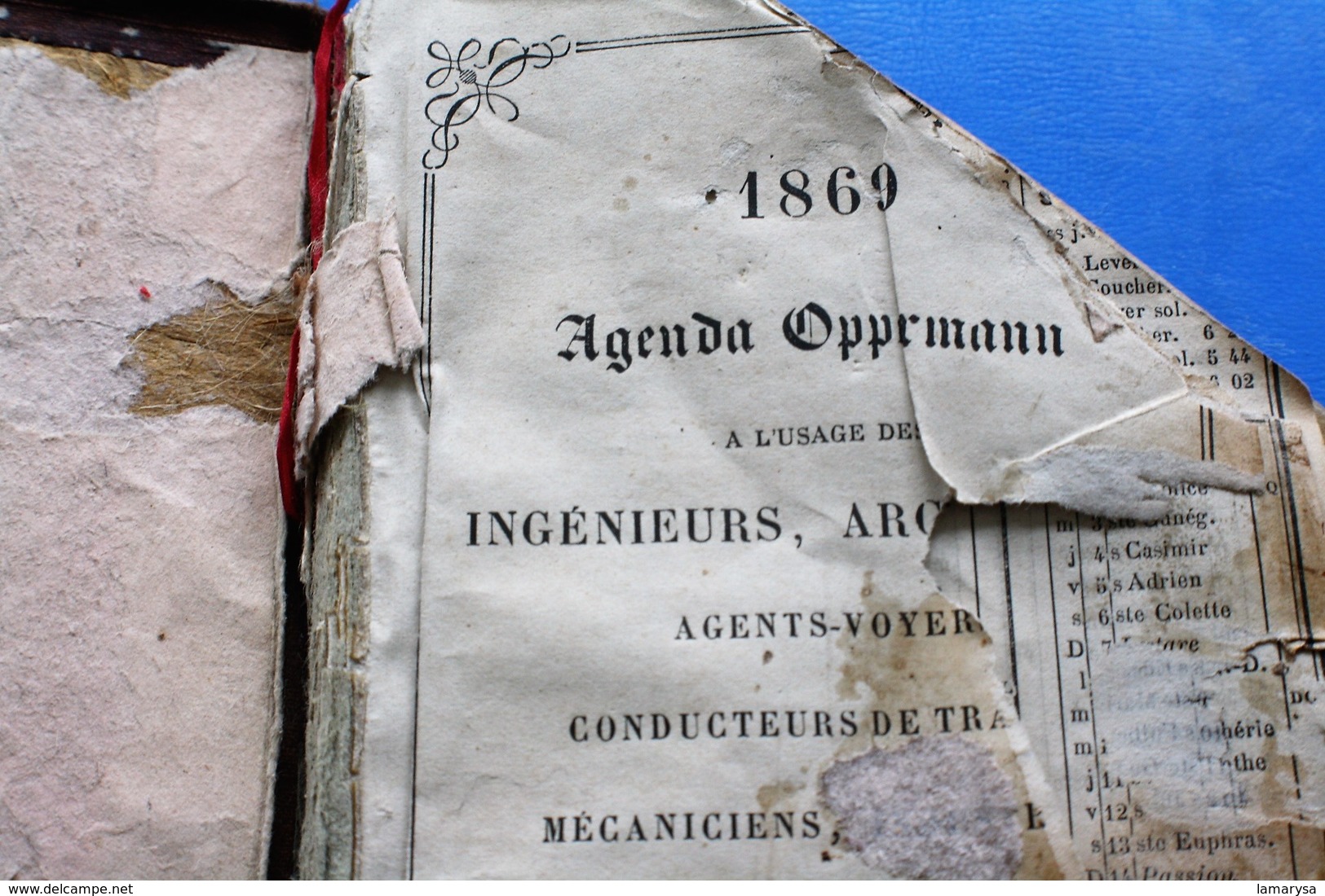 1869 AGENDA OPPERMANN CIE GÉNÉRALE CHEMIN DE FER USAGE INGÉNIEUR-ARCHITECTE-AGENT VOYAGEUR-CONDUCTEURS TRAINS-MÉCANICIEN - Autres & Non Classés