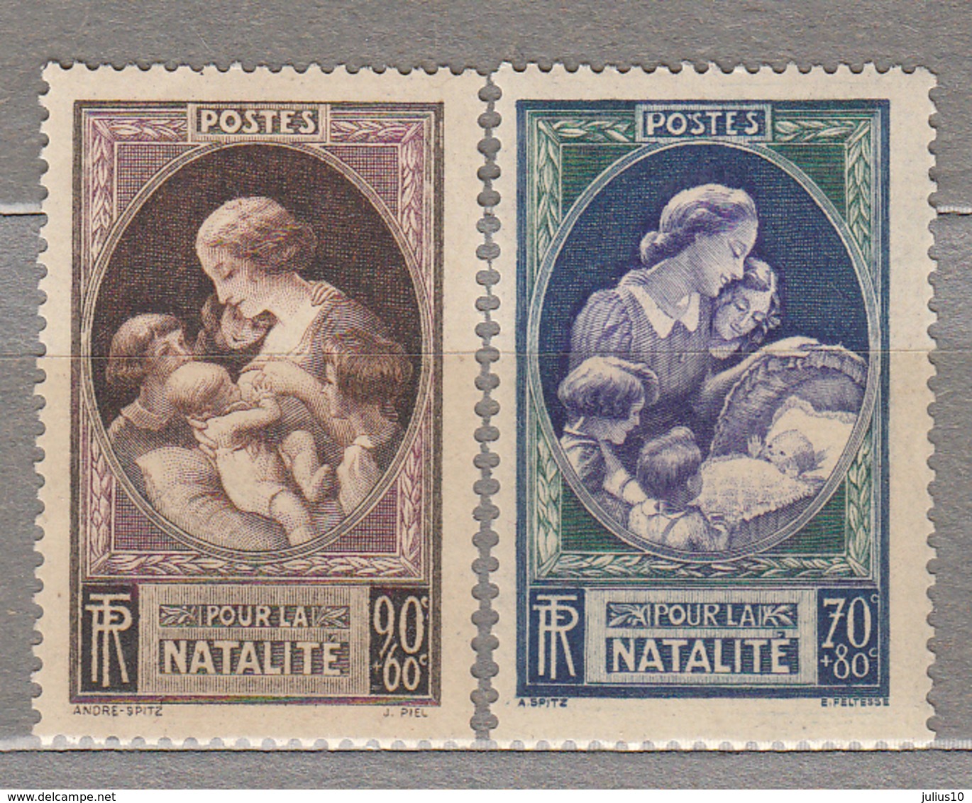 FRANCE 1939 Mother Children Semi Postal Yv 440-441 Mi 455-456 Mint (*) #15827 - Nuovi