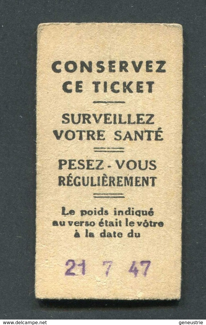 Ticket De Balance De Quai Du Métro Parisien 1947 - RATP - Chemins De Fer Métropolitain - Autres & Non Classés