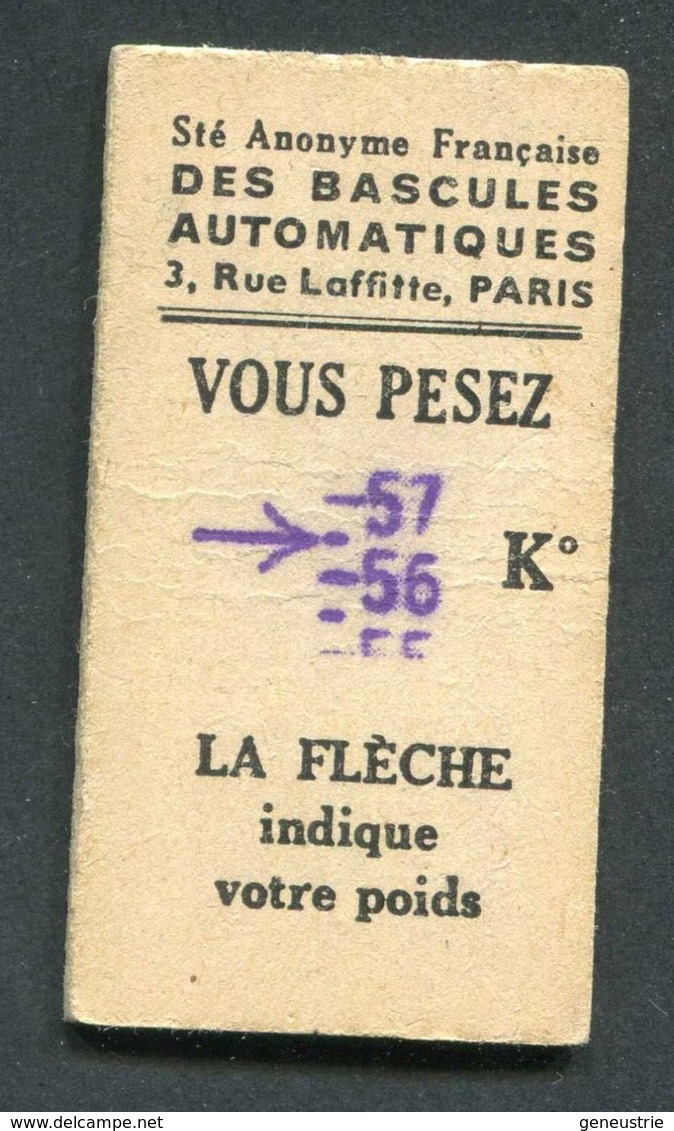 Ticket De Balance De Quai Du Métro Parisien 1946 - RATP - Chemins De Fer Métropolitain - Autres & Non Classés