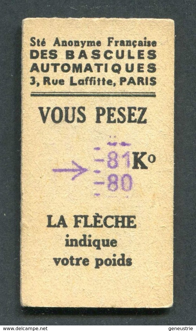 Ticket De Balance De Quai Du Métro Parisien 1949 - RATP - Chemins De Fer Métropolitain - Autres & Non Classés