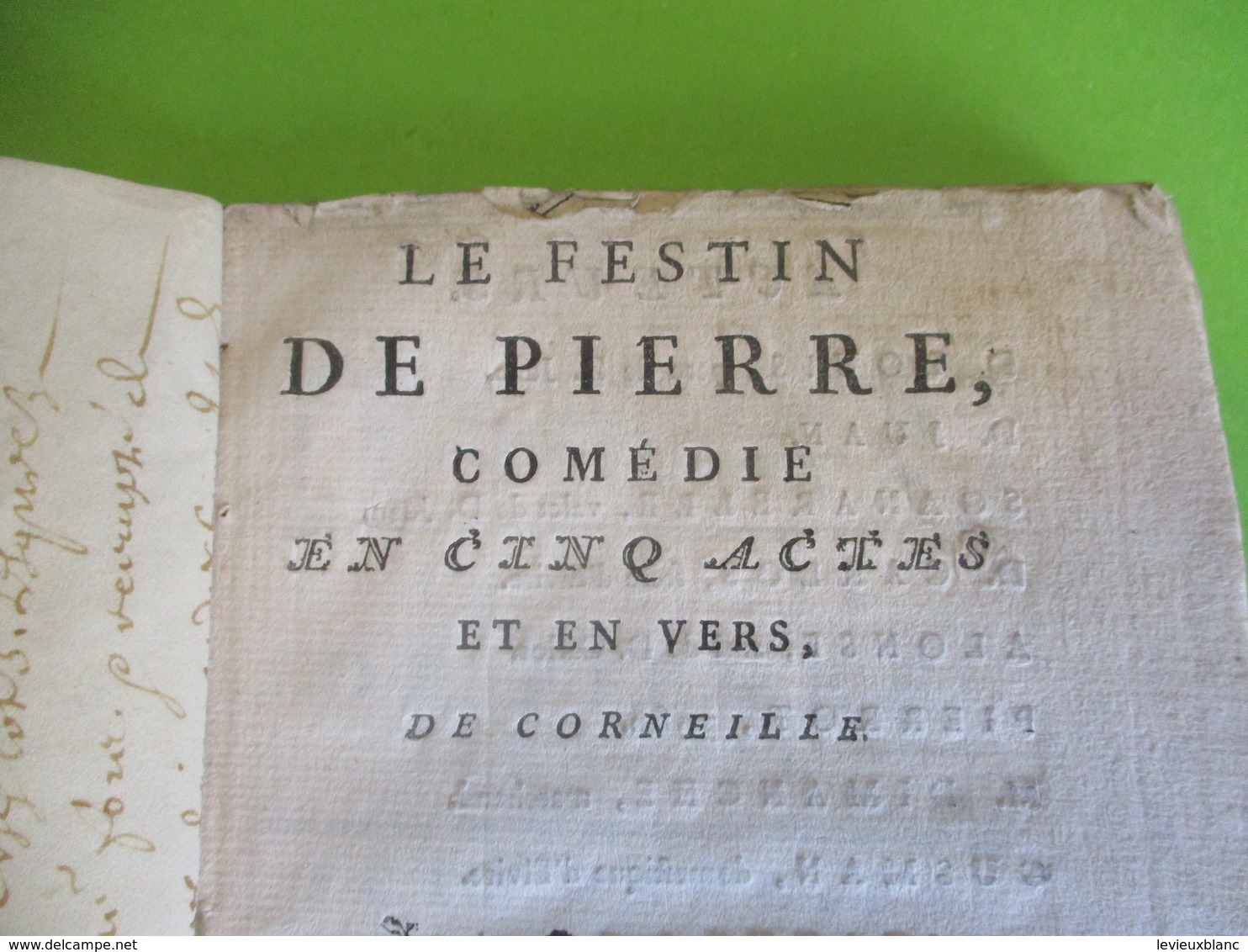 Fascicule Théâtre/DOM JUAN/"Le Festin De Pierre"/Comédie En 5 Actes & En Vers/Thomas CORNEILLE / Molière/1792   FAT18 - 1701-1800