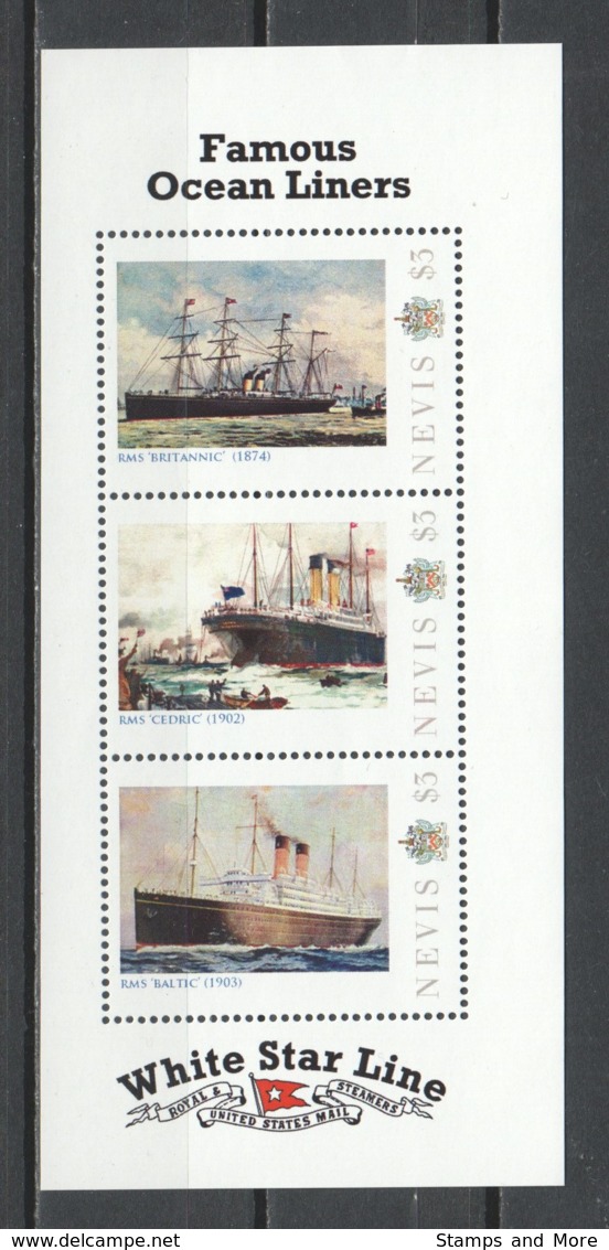 Nevis MNH Sheet - FAMOUS OCEAN LINERS - Bateaux