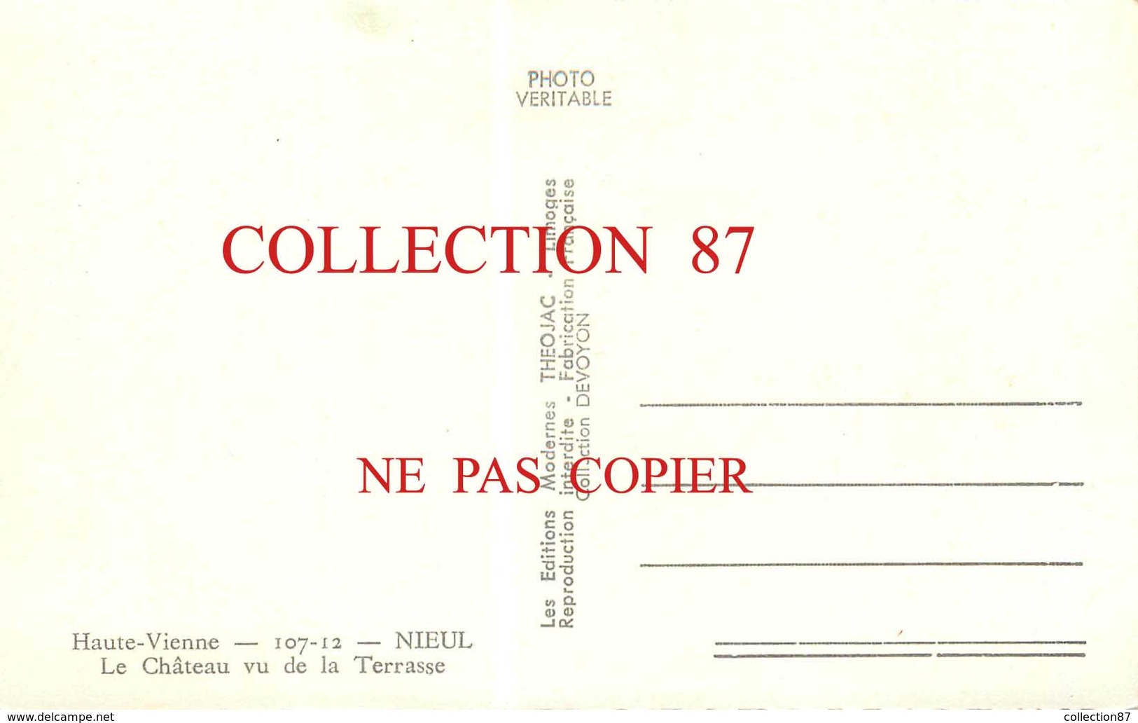 87 ☺♦♦ NIEUL - CHATEAU VU De La TERRASSE - CPSM THEOJAC N° 107-12 - Nieul