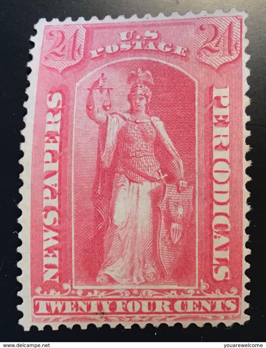 US 1875 Newspaper And Periodical Stamps Scott PR17 24c Rose Justice Unused (*) F-VF  (USA Timbres Pour Journaux - Periódicos & Gacetas