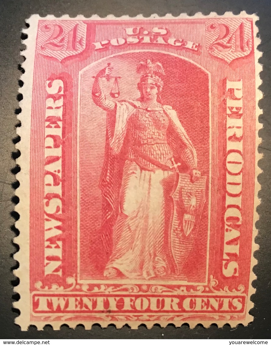 US 1875 Newspaper And Periodical Stamps Scott PR17 24c Rose Justice Unused (*) F-VF  (USA Timbres Pour Journaux - Zeitungsmarken & Streifbänder