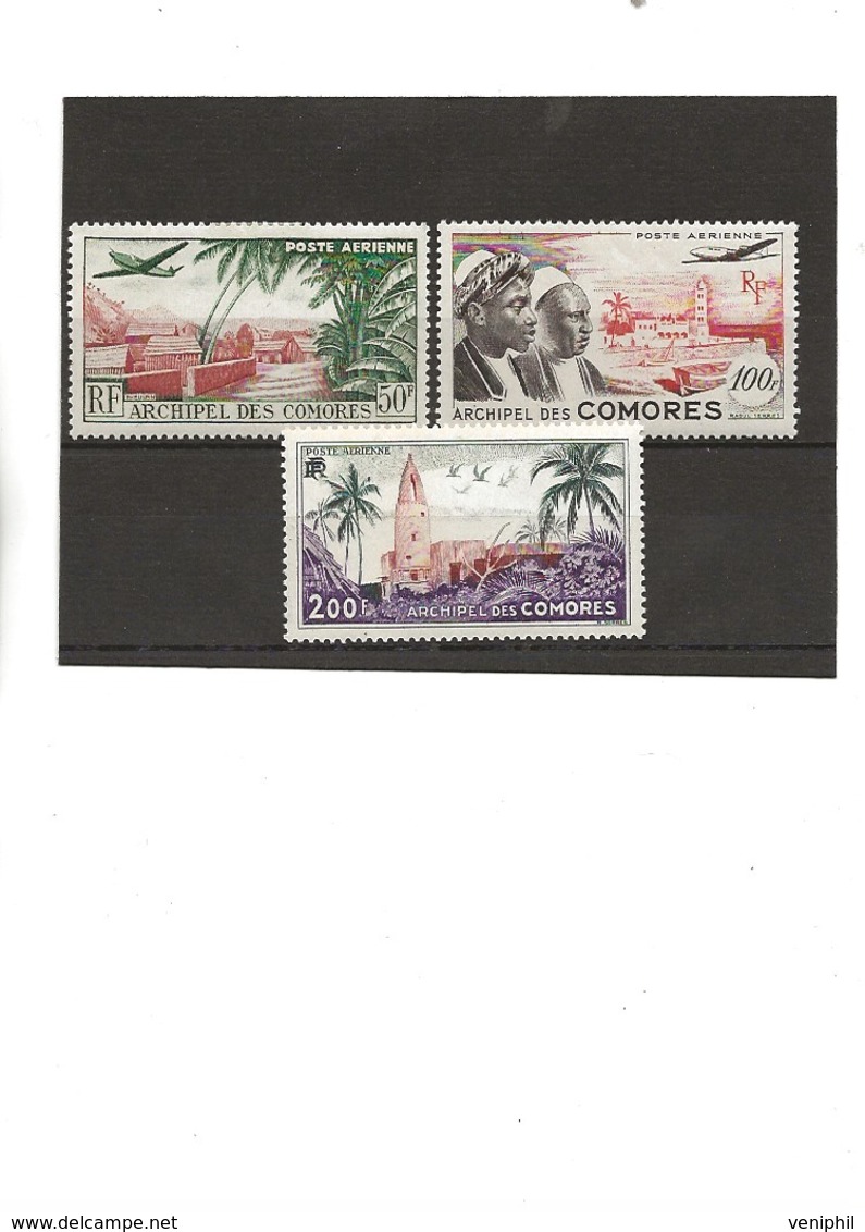 COMORES  - POSTE AERIENNE N° 1-2-3  NEUF CHARNIERE - ANNEE 1950-53 -COTE : 35€ - Poste Aérienne