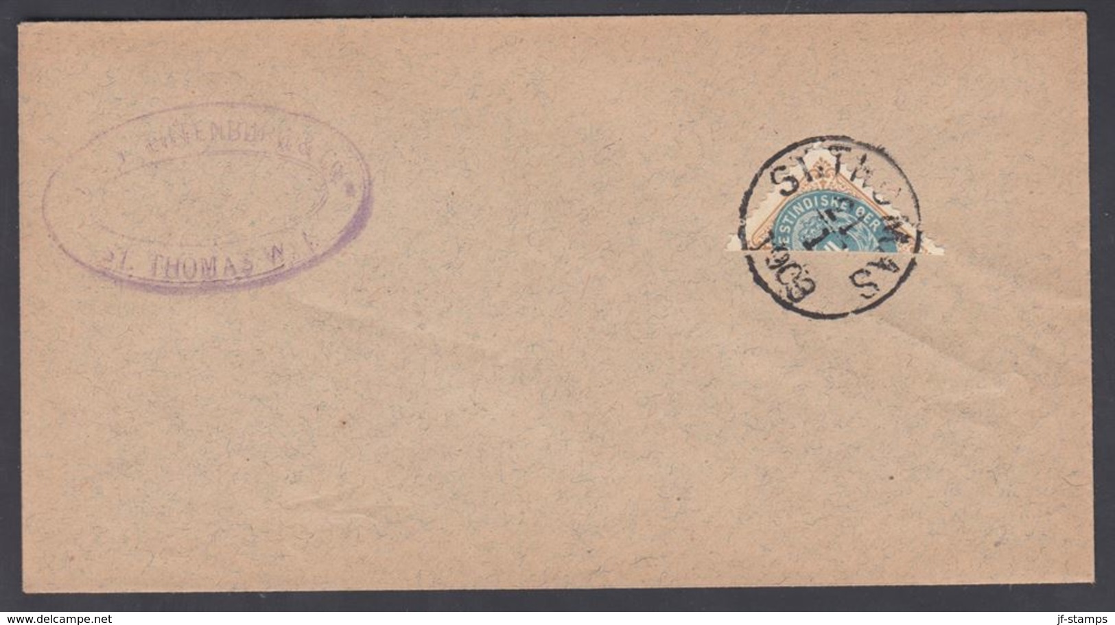 1903. 4 CENTS Perf. 12 3/4 Bisected On Nice Cover Locally In ST THOMAS 21 1 1903.  () - JF321555 - Danimarca (Antille)