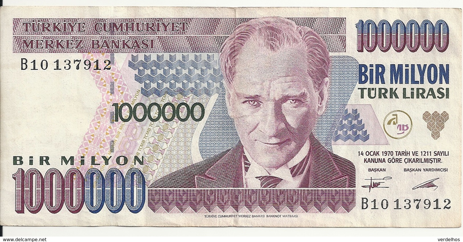 TURQUIE 1000000 LIRA 1995 VF P 209 - Turquie