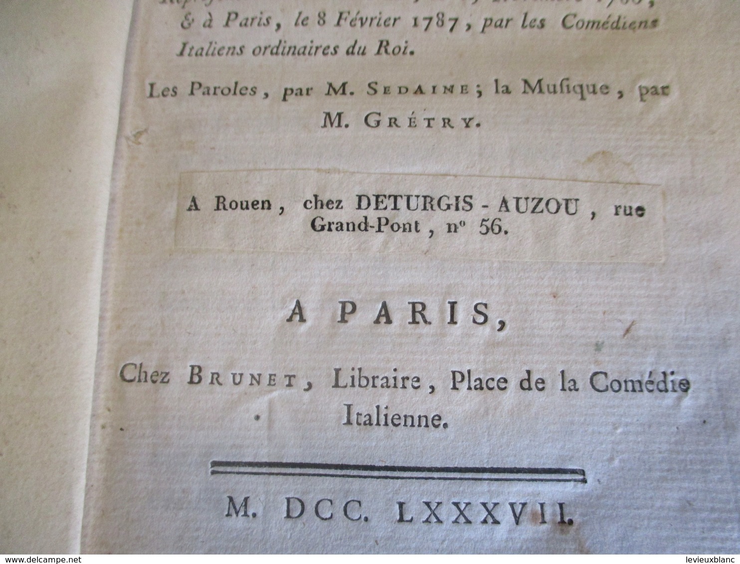 Fascicule Théâtre/"Le Comte D'ALBERT & Sa Suite"/Drame Puis Opéra-comique/SEDAINE/GRETRY/1787                      FAT20 - 1701-1800