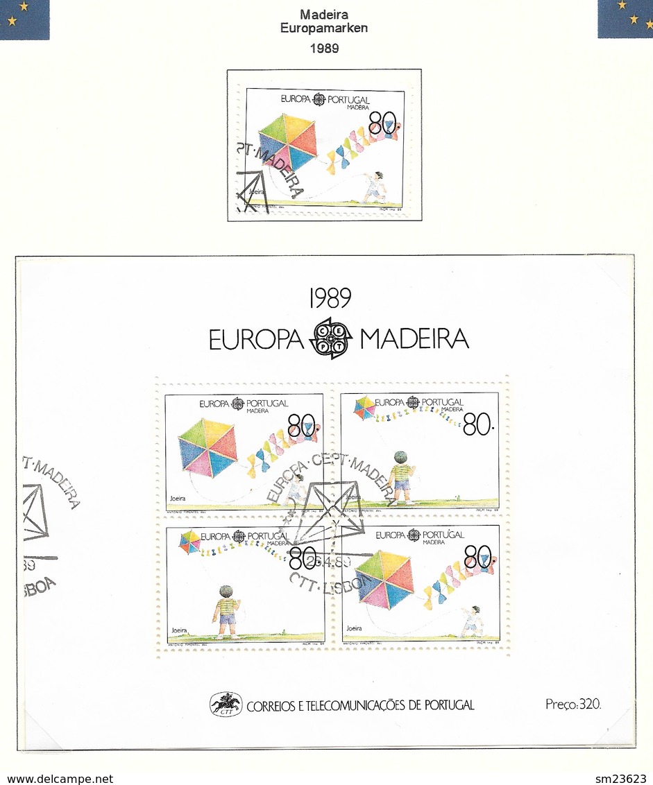 Portugal / Madeira 1989  Mi.Nr. Block 10 + 125 / 126 , EUROPA CEPT - Kinderspiele -  Gestempelt / Fine Used / (o) - 1989
