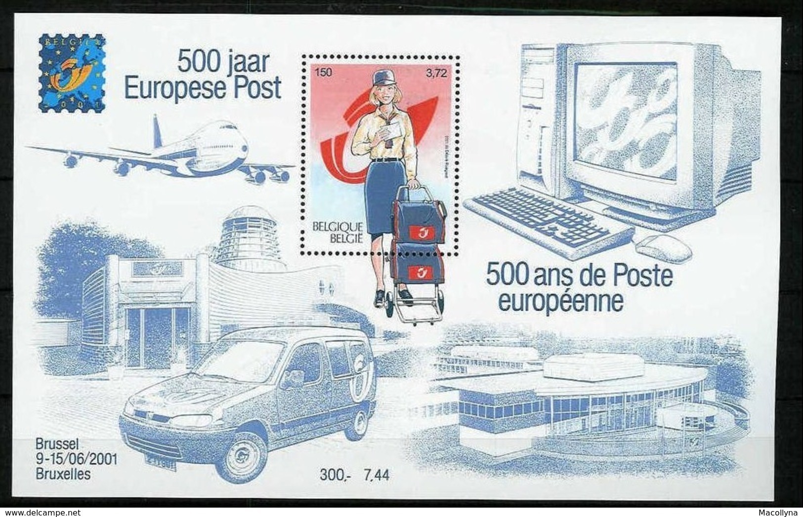 Blok 91** 500 Jaar Europese Post Met Zegel 3001** Bloc 91 XX 500 Ans De Poste Européenne - 1961-2001