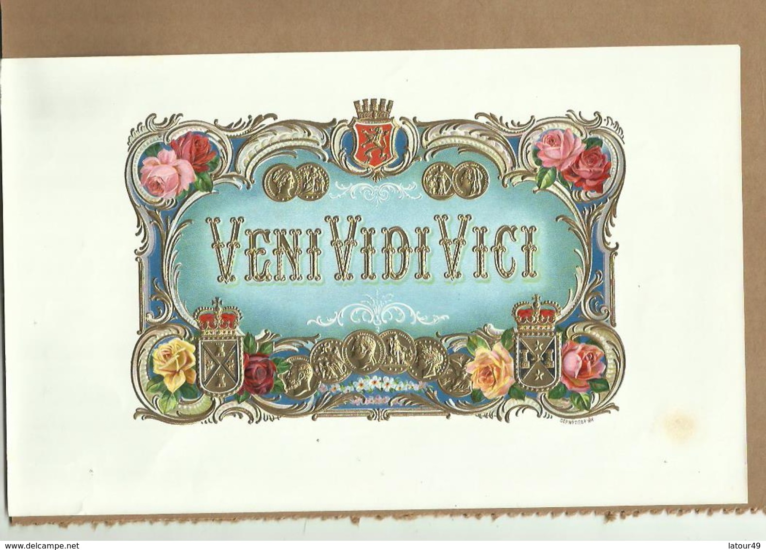 Tres Belle Chromos Cigare  Veni Vidi Vici  En Relief  16  X 25 Cm - Labels