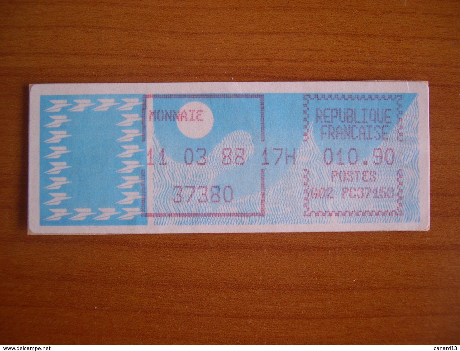 Vignette Distributeur  10.90 Monnaie (37) - 1985 « Carrier » Paper